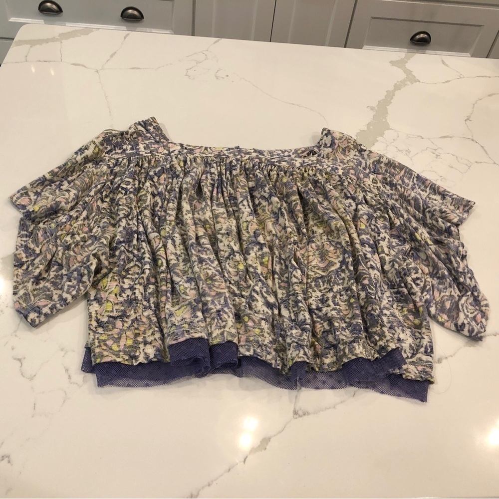 Free People Floral Sunsetter Boho Cottagecore Blouse Top Sz S Colorful Festival - Picture 6 of 14